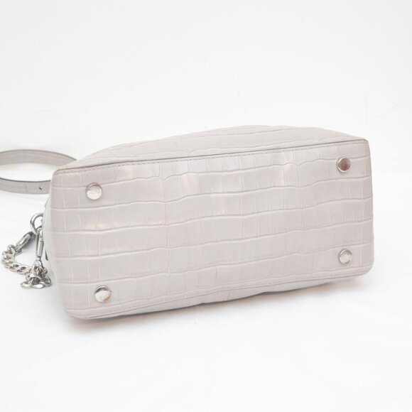 Michael Kors Mercer Crocodile-Embossed-Leather Dome Satchel Per Owned - Picture 3 of 6